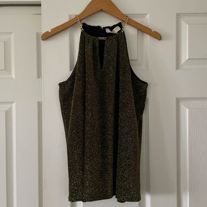 NWT MICHAEL Michael Kors Black and Gold Top
